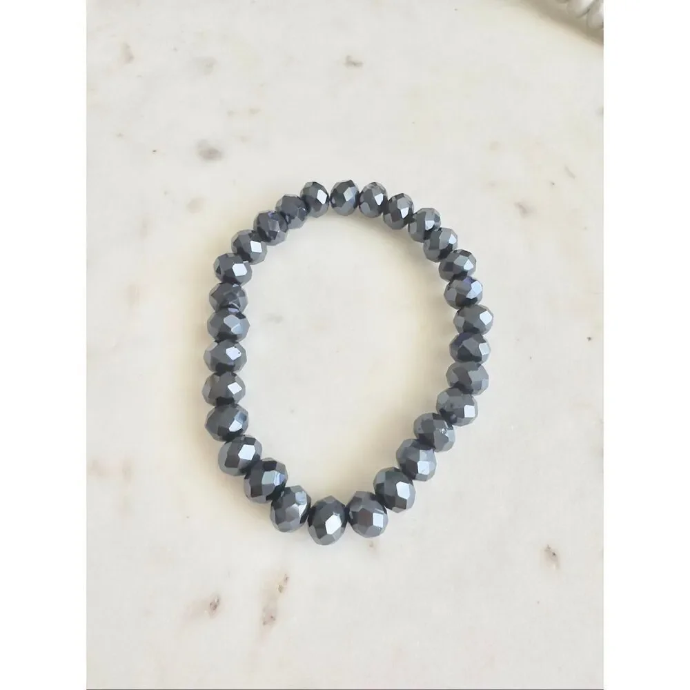 Gunmetal sparkly bead stretch bracelet